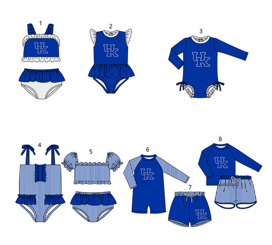 ( Moq 5 Each Style ) Baby Boys Girls Kids Team Sibling Blue Jumpsuits Sets Swimsuits