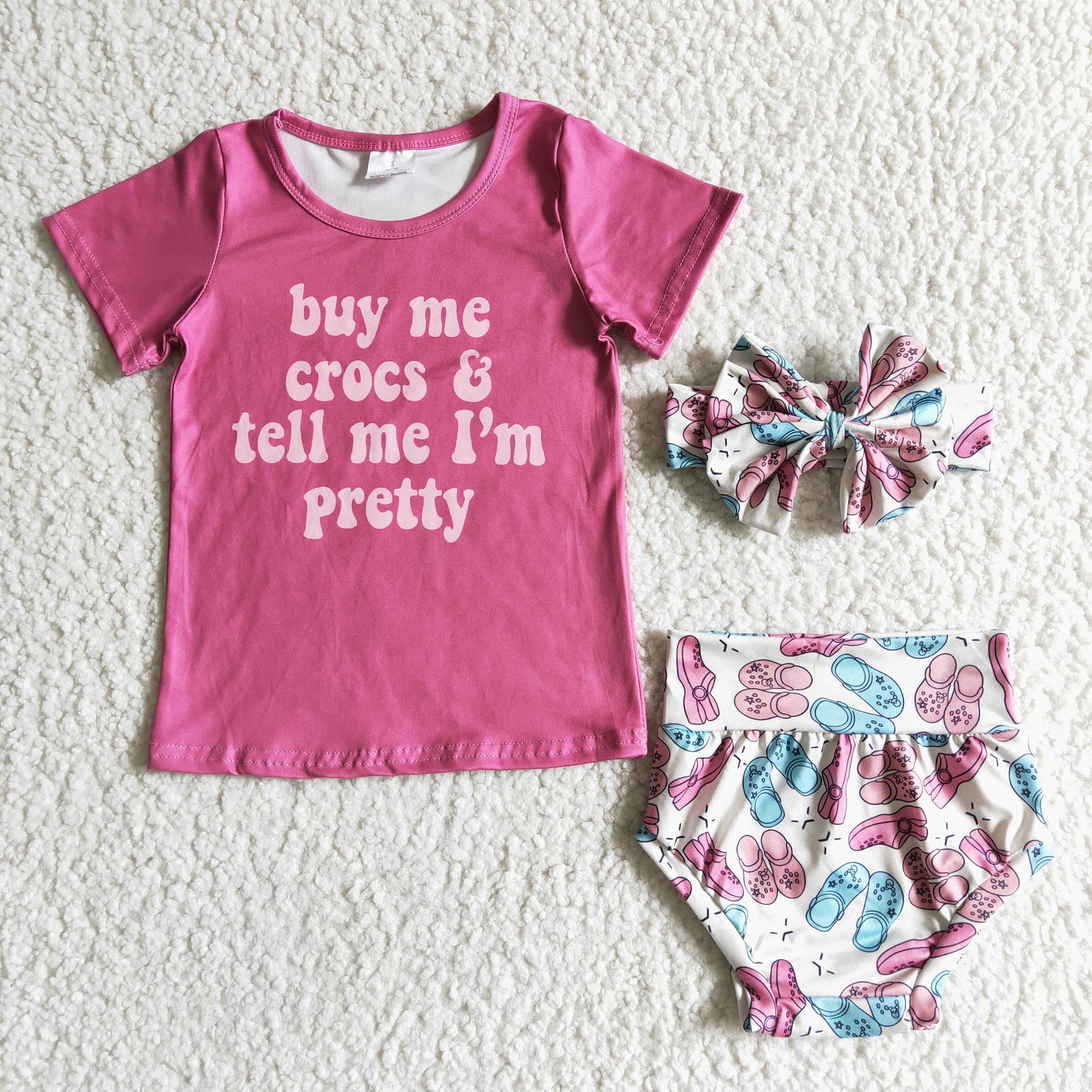 Promotion Baby Girl Summer Pink Shirt Shoes Shorts Bummies Outfit