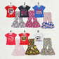 Sibling Baby Girls Kids Short Sleeves Balls Games Shirt Bell Pants Clothes Sets RTS
