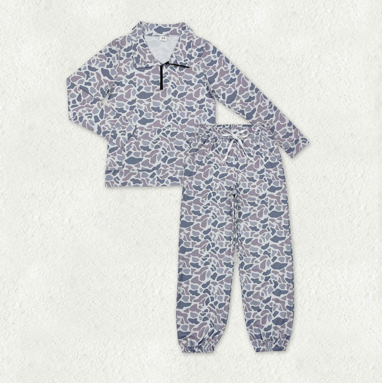 Sibling Baby Kids Adult Women Camo Zipper Pullover Pockets Pants Mama and Me Clothes Sets RTS