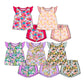 ( Moq 5 Each Style ) Sibling Baby Girls Kids Short Sleeves Flower Tops Bows Shorts Sets Summer Clothes