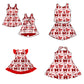 ( Moq 5 each style ) Baby Girl Toddler Team Red Bows Sibling Dress Set 6.26