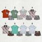 Boys Kids Short Sleeves Button Polo Shirt Pockets Shorts Sibling Outfit Clothes Set RTS