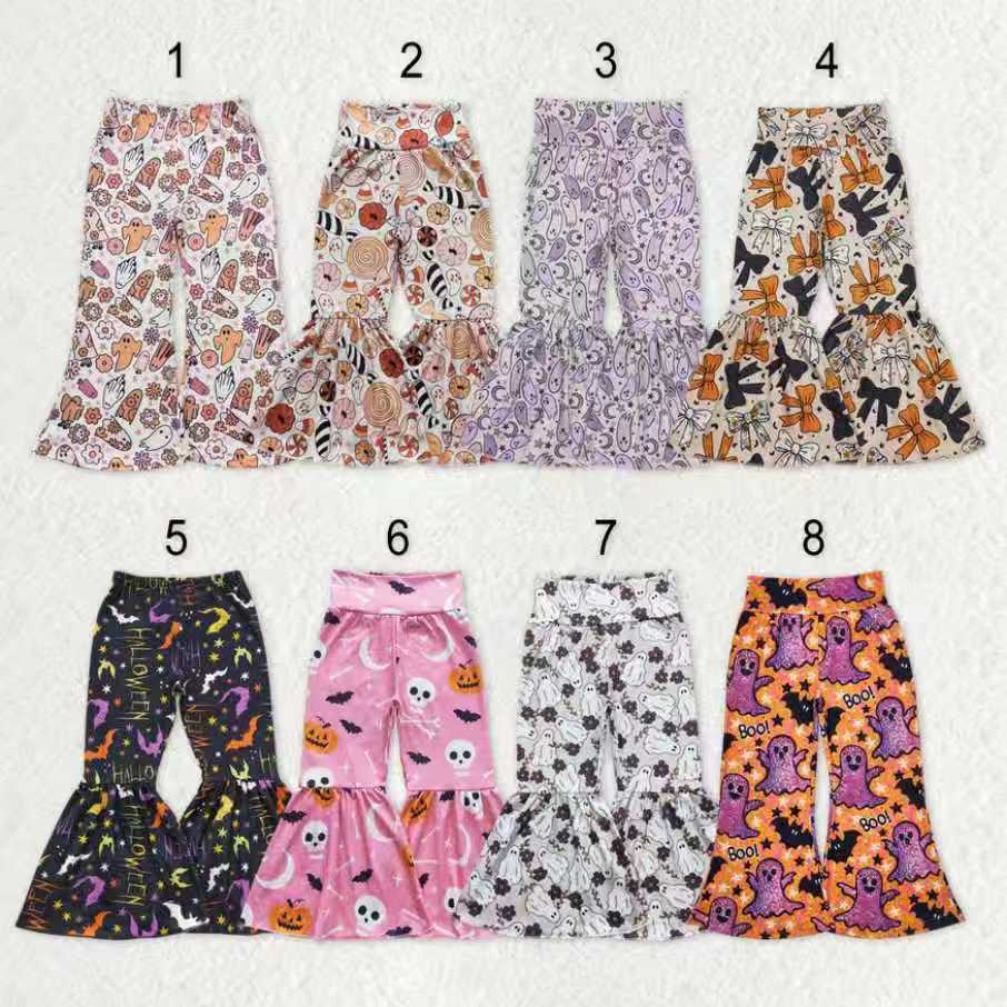 Sibling Baby Girls Kids Halloween Ghosts Flower Bell Bottoms Pants  Clothes RTS