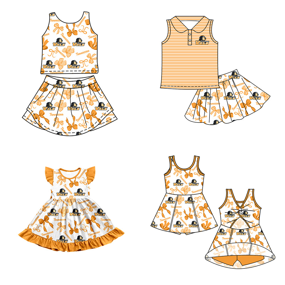 ( Moq 5 each style ) Baby Girl Toddler Team Bows ‌Dogs Sibling Dress Set