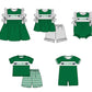 ( Moq 5 ) Baby Boys Toddler Short Sleeves Green Shirt Stripes Shorts Team Summer Set