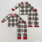 Sibling Boys Girls Kids Christmas Long Sleeves Plaid Shirt Pants Pajamas Clothes Set RTS
