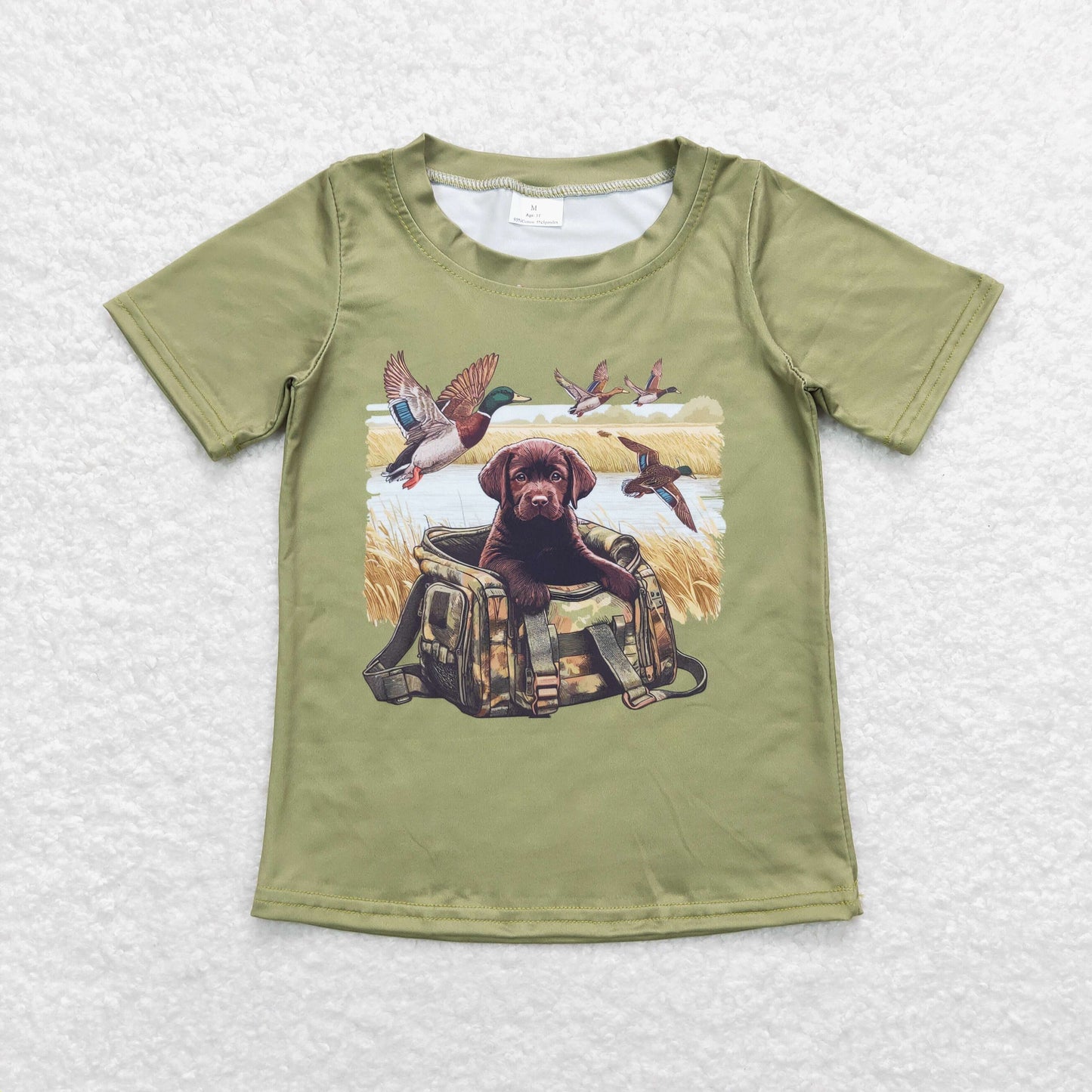 Baby Boy Green Short Sleeves Duck Dog Tops Shirt