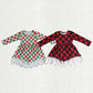 Sibling Baby Girls Long Sleeves Christmas Checked Ruffle Knee Length Dresses RTS