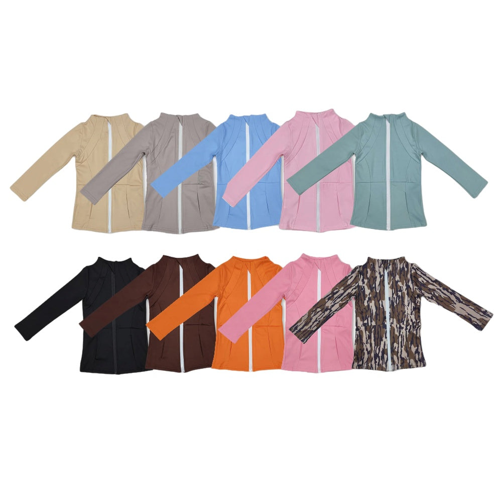 Sibling Baby Girls Kids Long Sleeves Zipper Pockets Jackets Yoga Active Tops RTS