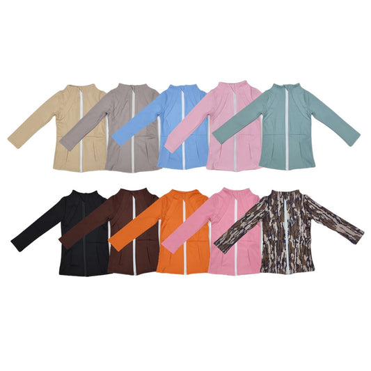 Sibling Baby Girls Kids Long Sleeves Zipper Pockets Jackets Yoga Active Tops RTS