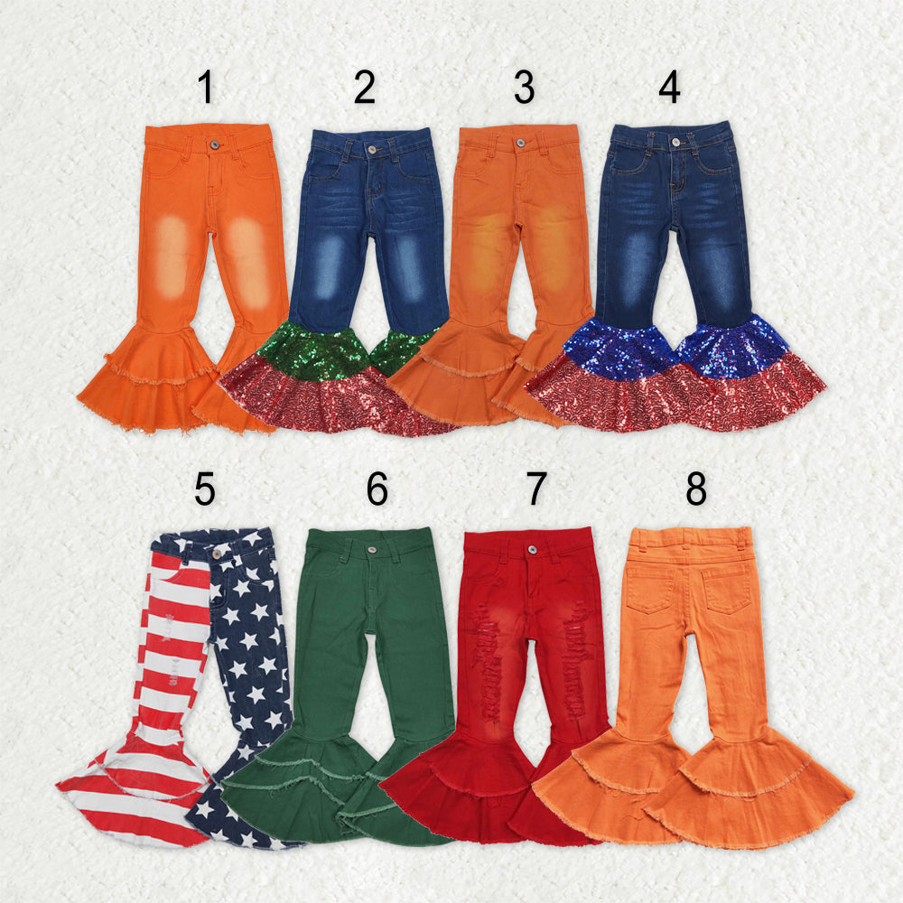 Sibling Baby Girls Kids Denim Bell Bottom Pants Jeans RTS