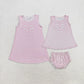 Baby Girl Sleeveless Bows Sibling Pink Dress Set Clothes RTS