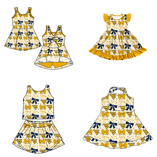 ( Moq 5 each style ) Baby Girl Toddler Wv Team Bows Sibling Dress Set 6.24