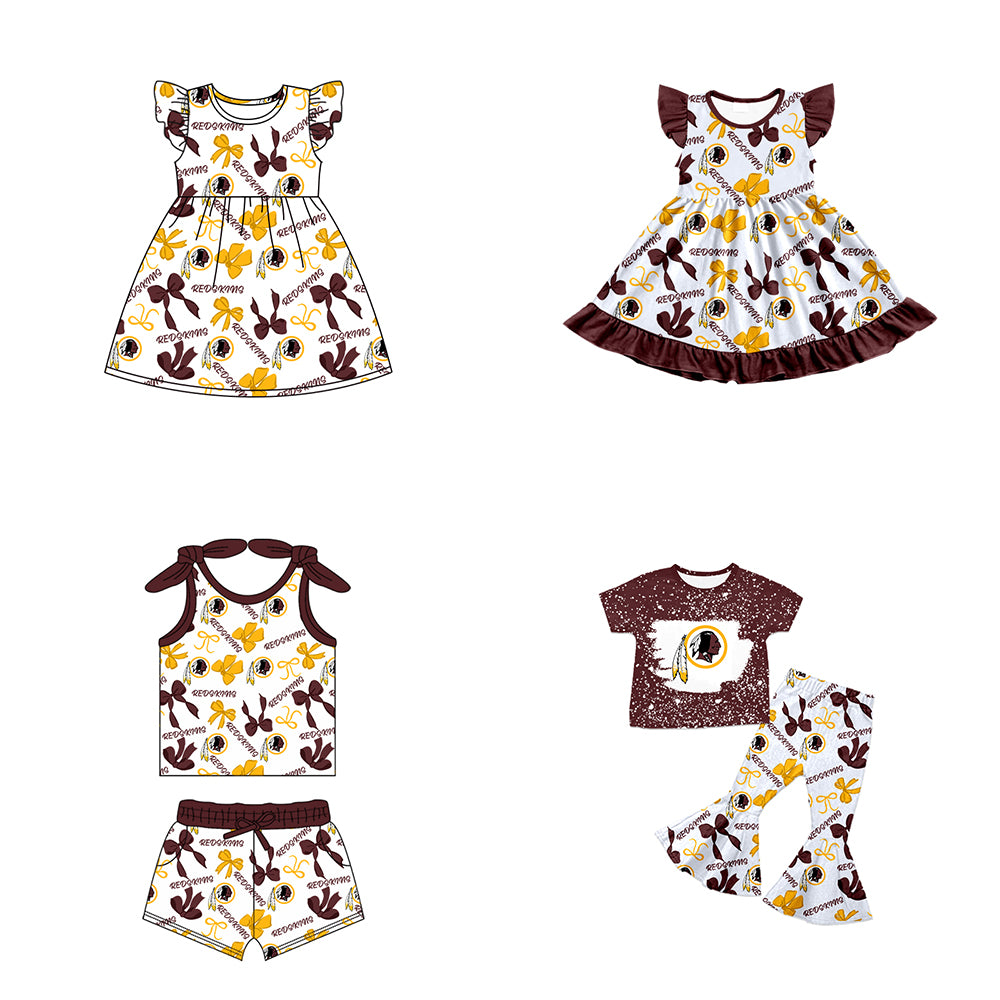 ( Moq 5 each style ) Baby Girl Toddler Team Bows Sibling Dress Set 7.9