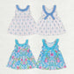 Sibling Baby Girls Kids Sleeveless Flowers Bows Ruffle Knee Length Dresses RTS