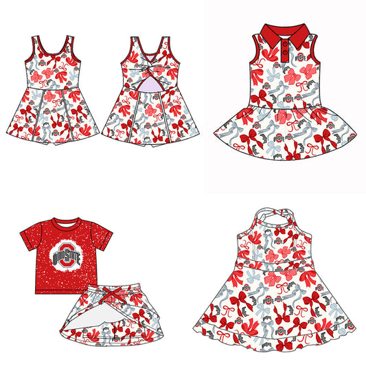 ( Moq 5 each style ) Baby Girl Team O Sibling Bows Dress Set 5.13