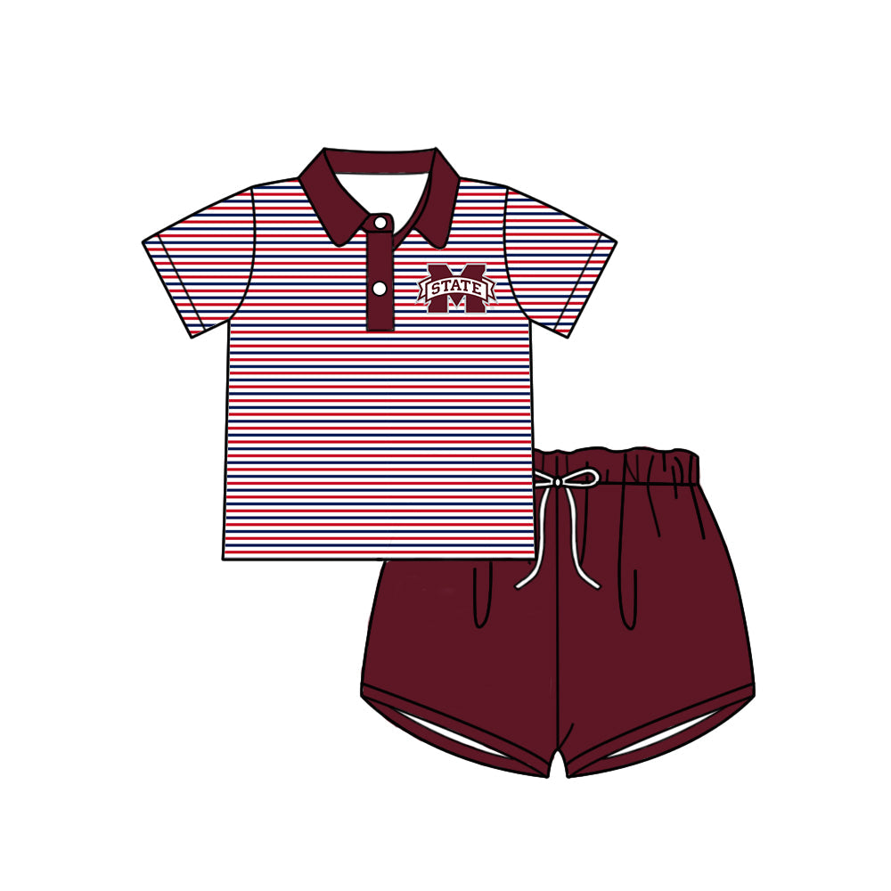 ( Moq 5 each style ) Baby Boy Girl Short Sleeves Team M Sibling Dress Shirt Set 5.5