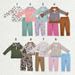 Sibling Boys Girls Leopard Flower Ducks Football Zipper Pullover Tops Pants Clothes Set RTS