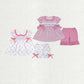 Baby Girl Short Sleeves Bows Flower Tunic Ruffle Shorts Clothes Sibling Embroidery Set