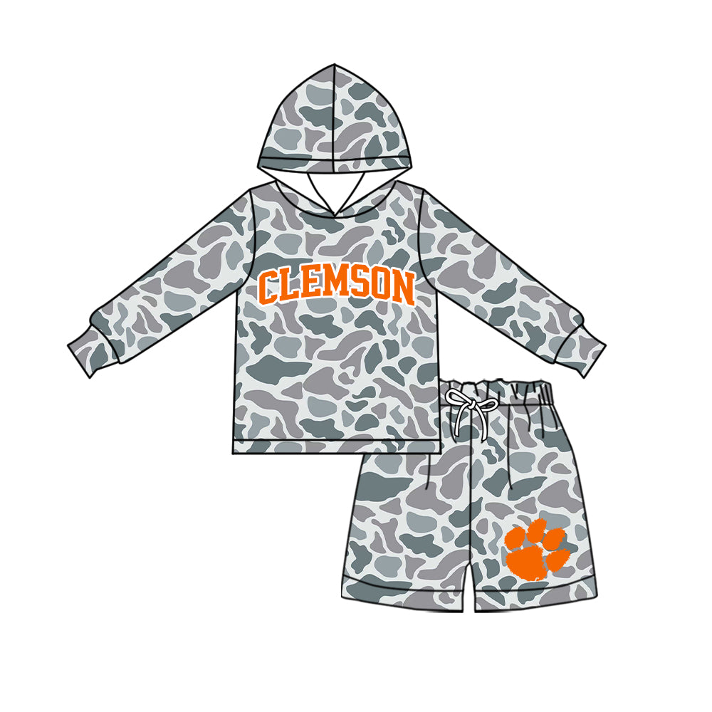 ( Moq 5 ) Baby Girls Kids Long Sleeves Hoodie Shirt Camo Shorts Team Set Clothes