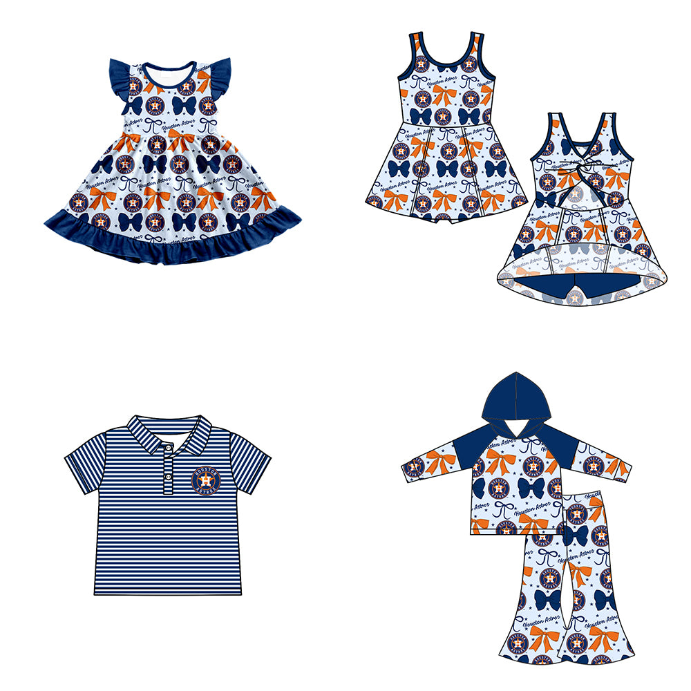 ( Moq 5 each style ) Baby Boy Girl Toddler H Team Bows ‌Sibling Shirt Dress Set 6.17