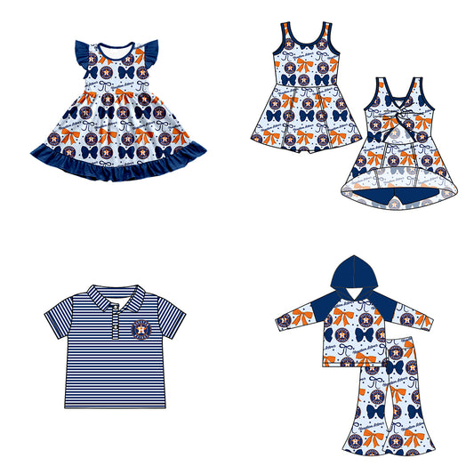 ( Moq 5 each style ) Baby Boy Girl Toddler H Team Bows ‌Sibling Shirt Dress Set 6.17