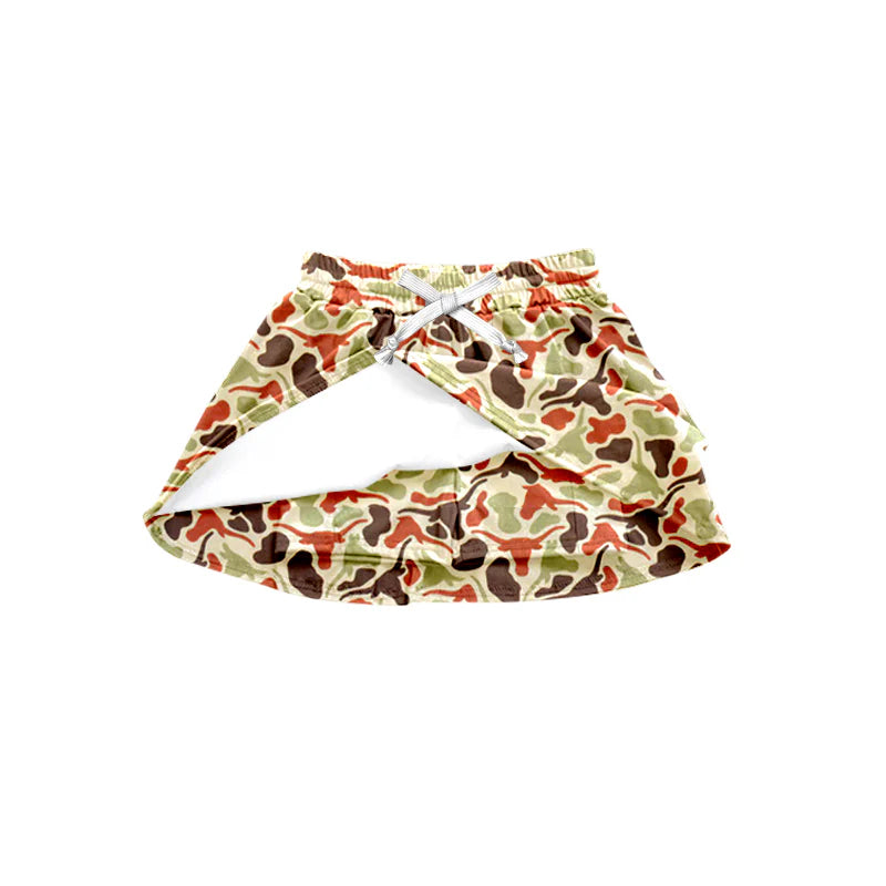 ( Moq 5 ) Baby Girls Kids Southern Cow Camo Team Shorts Skirt Bottom