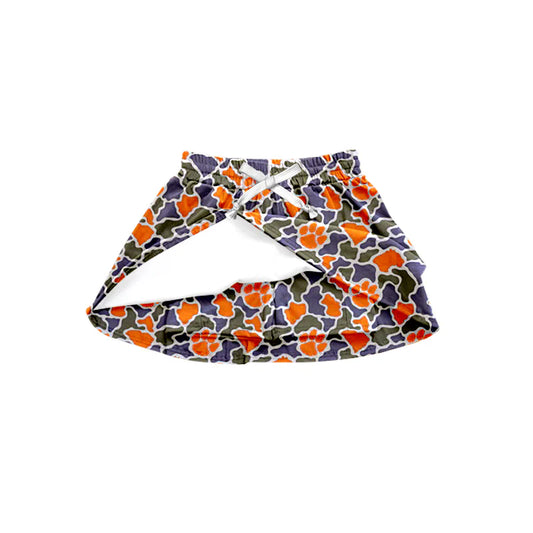 ( Moq 5 ) Baby Girls Kids Southern Orange Camo Team Shorts Skirt Bottom