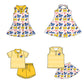 ( Moq 5 each style ) Baby Boy Girl Toddler Team Yellow Blue Bows Sibling Shirt Dress Set