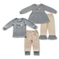 Sibling Baby Boys Girls Long Sleeves Embroidery Ducks Plaid Pants Clothes Sets RTS