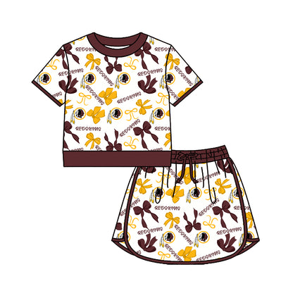 ( Moq 5 Each Style ) Sibling Baby Girls Kids Bows Team Shirt Sets Clothes