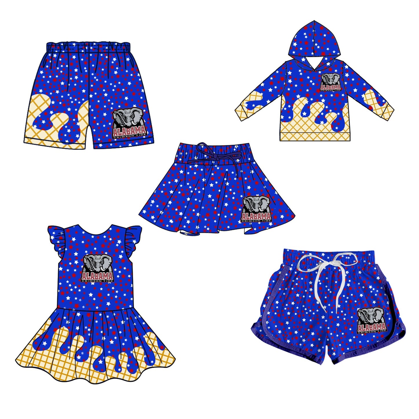 ( Moq 5 each style ) Baby Boy Girl Team A Blue Sibling Dress Shorts Skirt 5.8