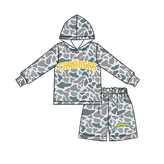 ( Moq 5 ) Baby Girls Kids Long Sleeves Hoodie Shirt Camo Shorts Team Set Clothes