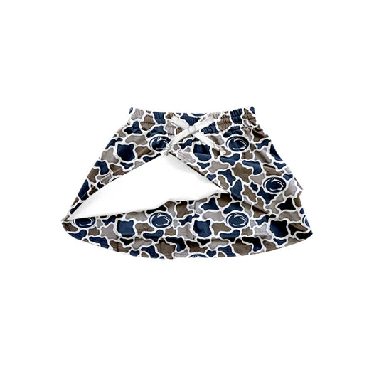 ( Moq 5 ) Baby Girls Southern Blue Grey Camo Team Skirt Shorts Bottom