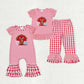 Sibling Baby Girls Short Sleeves Embroidery Farm Romper Set Clothes RTS