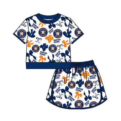 ( Moq 5 Each Style ) Sibling Baby Girls Kids Bows Team Shirt Sets Clothes