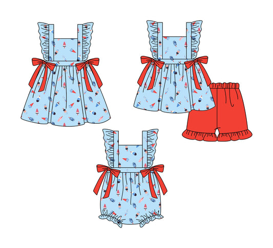 Baby Girl Popsicles July 4th Sibling Dress Romper Set ( Moq 5 Each Style ) 1.6