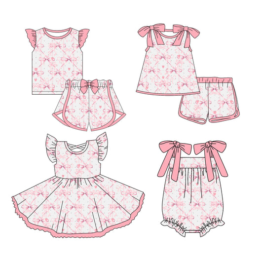 Baby Girl Summer Pink Bows Sibling Romper Dress Set ( Moq 5 Each Style ) 3.13