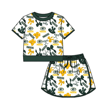 ( Moq 5 Each Style ) Sibling Baby Girls Kids Bows Team Shirt Sets Clothes