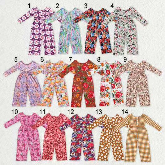 Sibling Baby Girls Kids Long Sleeve Flower Pockets Pants Jumpsuits RTS