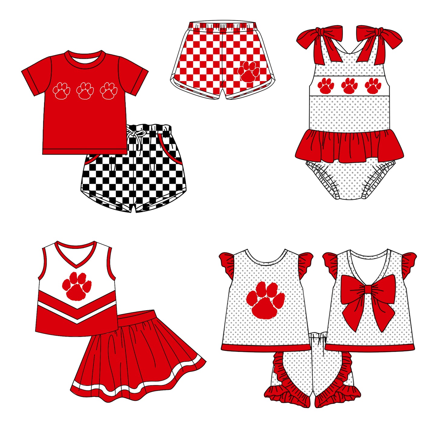 ( Moq 5 Each Style ) Baby Boys Girls Toddler Red Plaid Sibling Shorts Sets Team Clothing