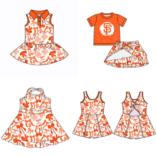 ( Moq 5 each style ) Baby Girl Team SF Bows Sibling Dress Set 5.17