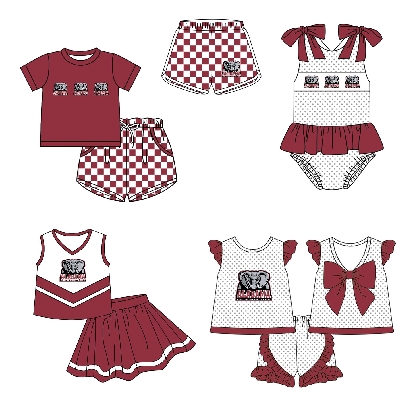 ( Moq 5 Each Style ) Baby Boys Girls Toddler Elephant Plaid Sibling Shorts Sets Team Clothing