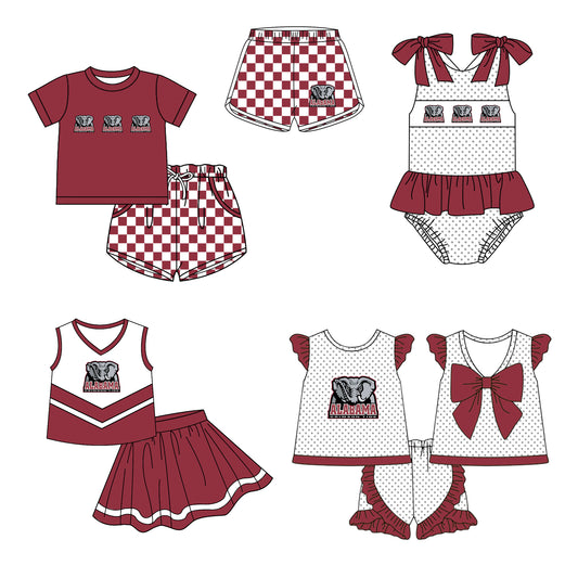 ( Moq 5 Each Style ) Baby Boys Girls Toddler Elephant Plaid Sibling Shorts Sets Team Clothing