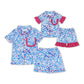 Mommy & Me Short Sleeves Floral Summer Buttons Pajamas Set