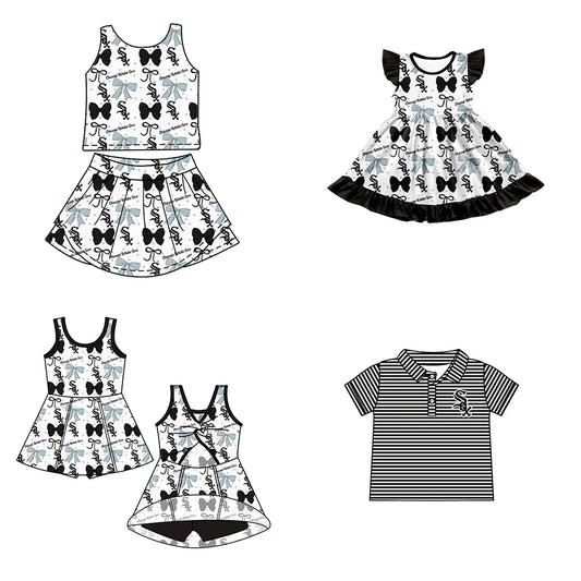 ( Moq 5 each style ) Baby Boy Girl Toddler Team Bows Sibling Shirt Dress Set 6.20