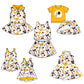 ( Moq 5 each style ) Baby Girl Toddler Team Yellow Bows Sibling Skort Dress Set 6.9