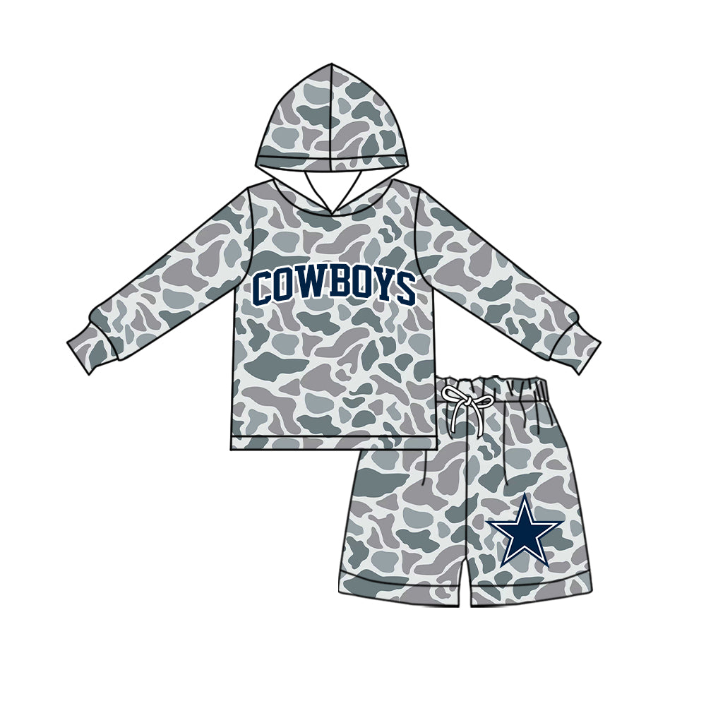 ( Moq 5 ) Baby Girls Kids Long Sleeves Hoodie Shirt Camo Shorts Team Set Clothes