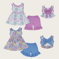 Baby Girl Sleeveless Dinosaurs Flower Tunic Shorts Sibling Clothes Set RTS